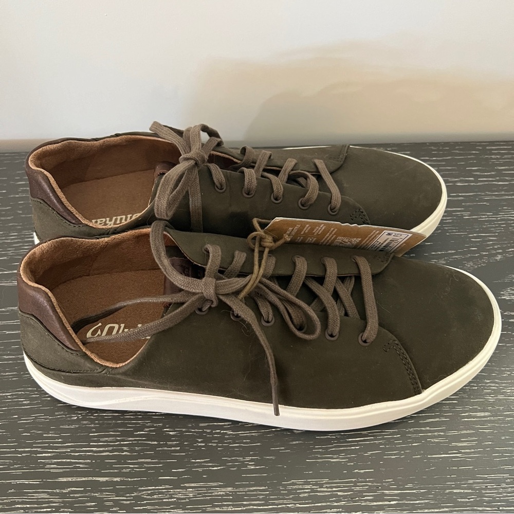 Men’s US Size 9.5 Olukai Brown/Olive Canvas Textile Sneakers *NEW* w/TAG
